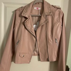 NWT Buddy Love Blush studded leather jacket Size Med